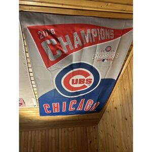 USED Chicago Cubs 28 x 44 Inch Double Sided 2016 Champions House Flag